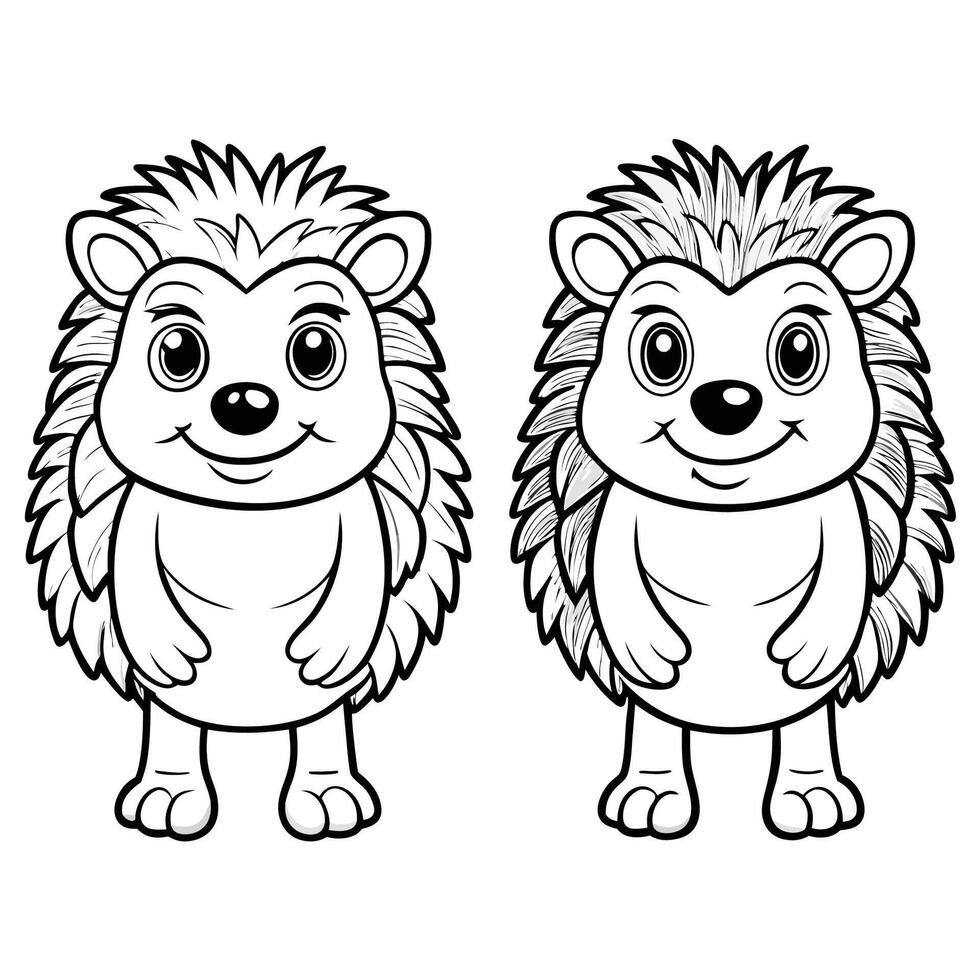 Fun Farm Animal Activity Spot the Differences with Hedgehogs Coloring Page with 3 Challenges Included vector