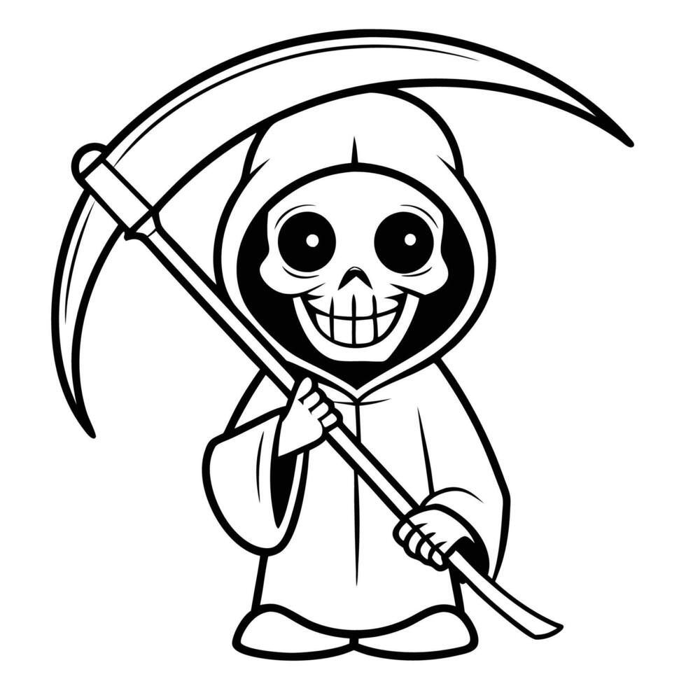 Grim Reaper Holding a Scythe in a Dark and Eerie Atmosphere vector