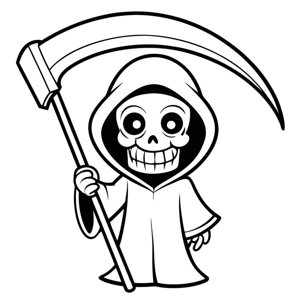 Grim Reaper Holding a Giant Scythe in Hand vector