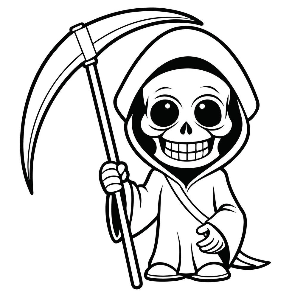 Grim Reaper Holding a Scythe in a Dark Atmosphere vector