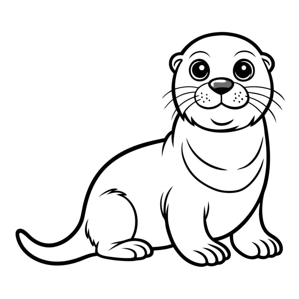 Printable Sea Otter Coloring Page for Creative Kids and Animal Lovers vector