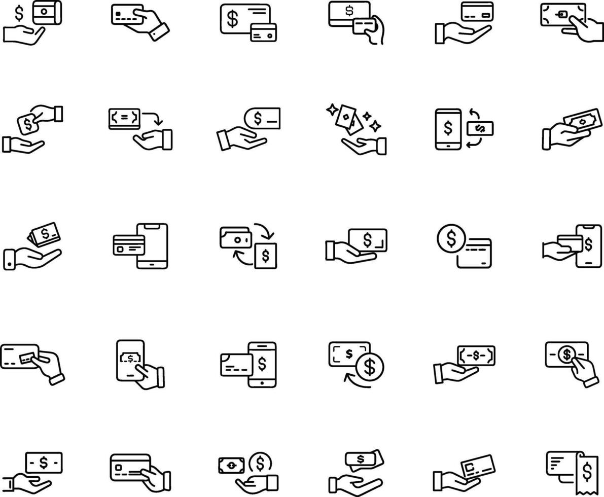 Payments - thin line icon set. Pixel perfect. Editable stroke. vector
