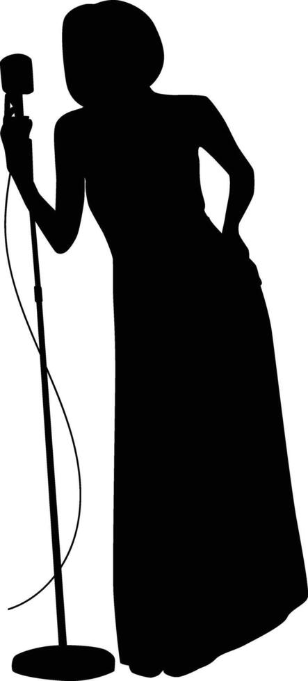 Women sing a song pose silhouette vector