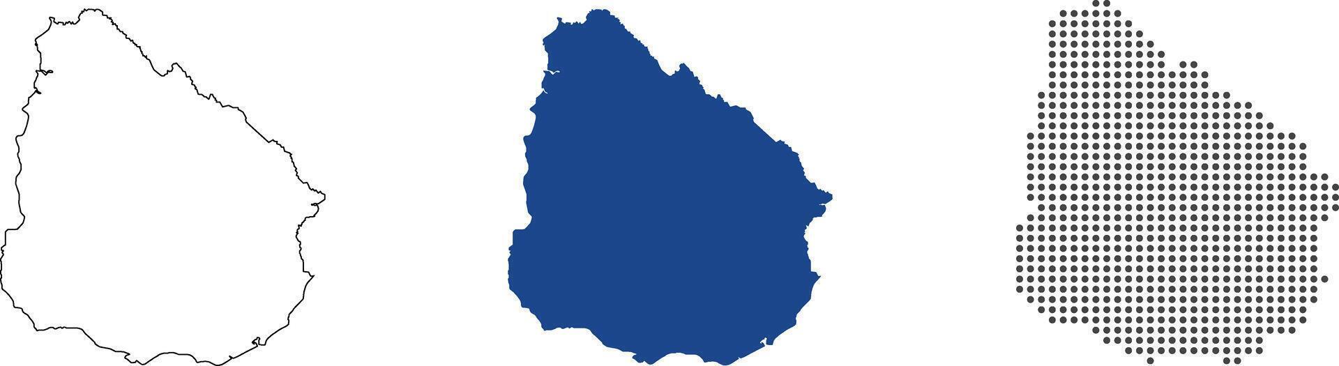 Uruguay map detailed in outline, blue color, dotted style vector