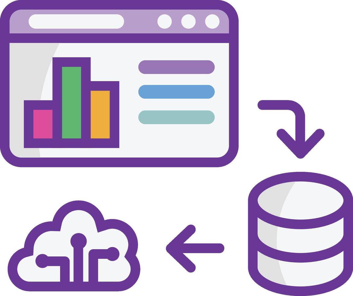 Cloud database icon in full color style vector