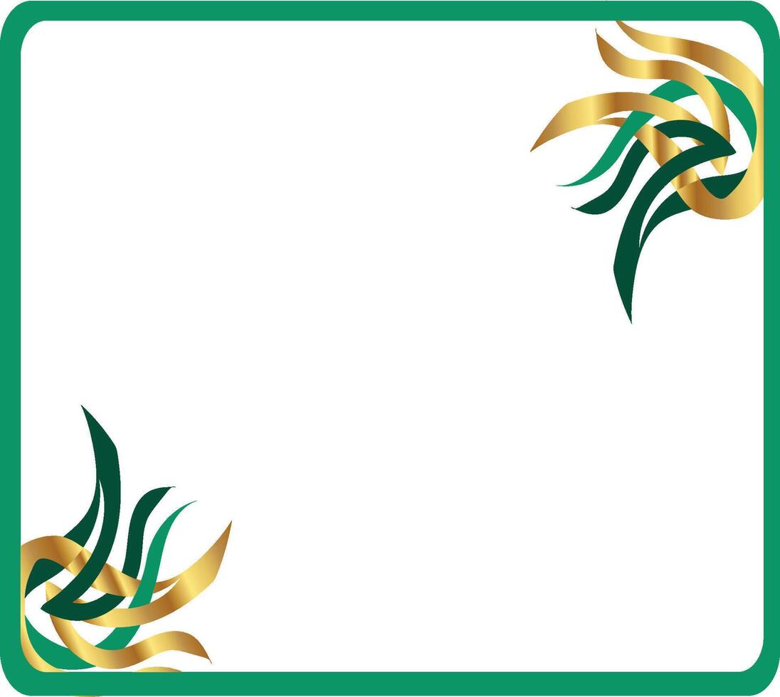 A green and gold frame with a gold border vector