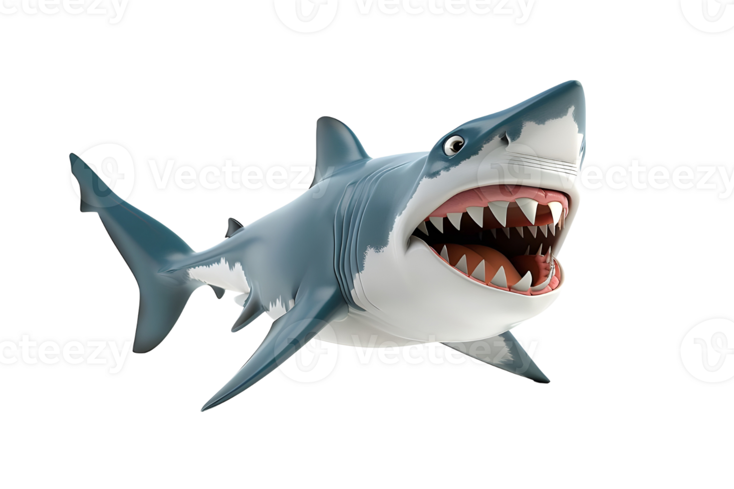Shark with Open Mouth Isolated on Transparent Background png