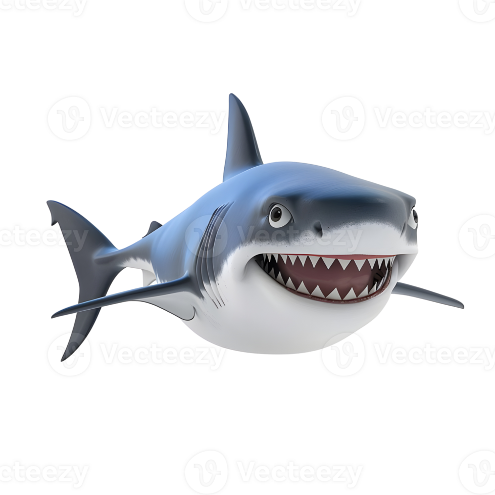 Cartoon Shark Showing Teeth Isolated on Transparent Background png