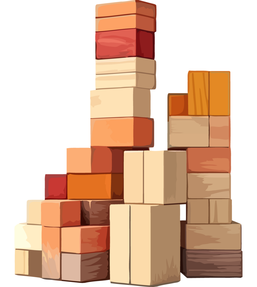 Stacked wooden blocks toy icon isolated png