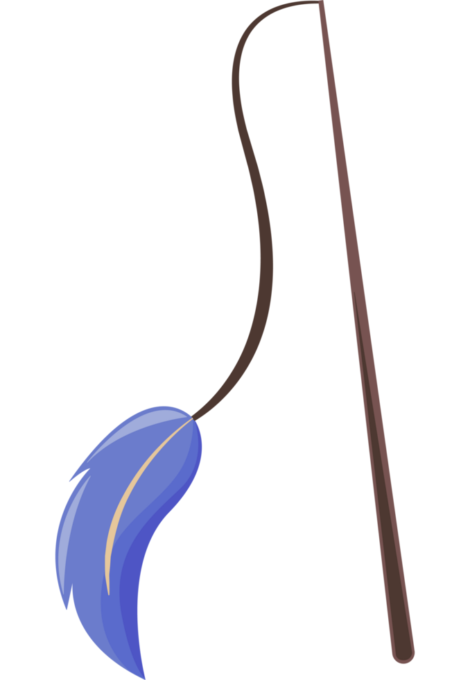A blue feather and a stick with a long handle png