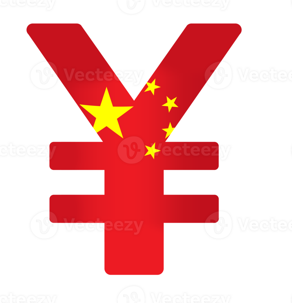 chinese yuan transparent background .chinese national flag on yuan symbol png
