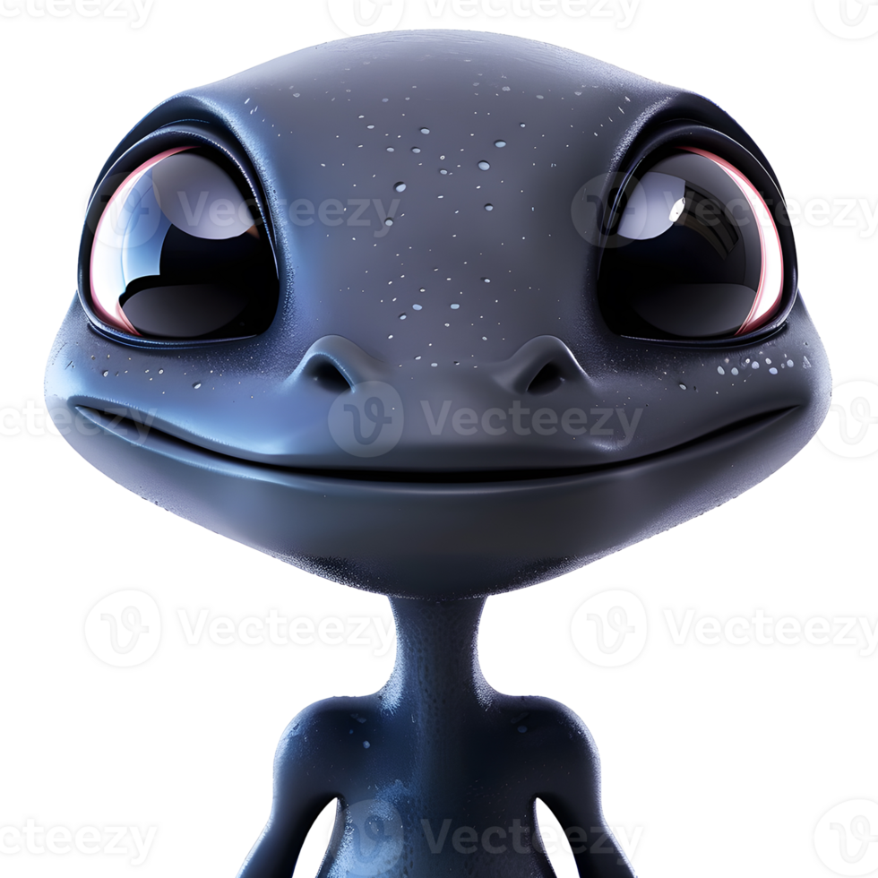 Isolated 3D Alien with Large Eyes for Design Use png