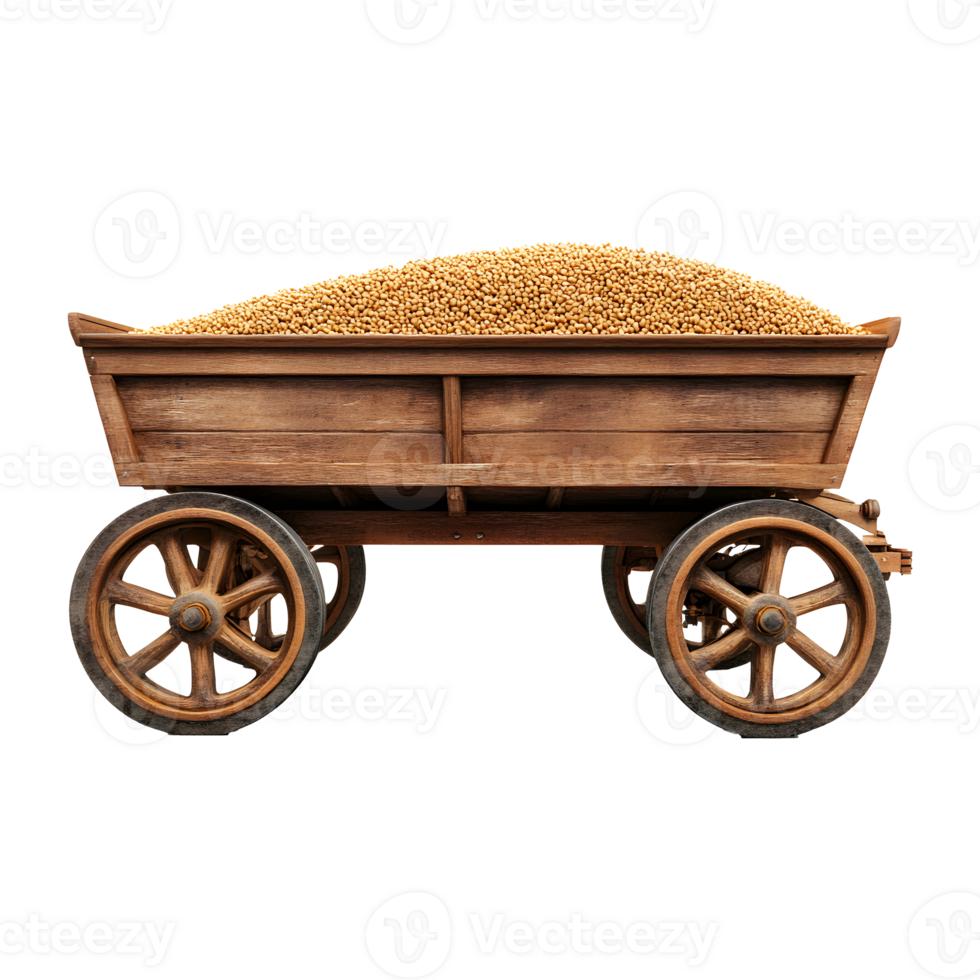 Isolated Vintage Grain Cart with Transparent Background png