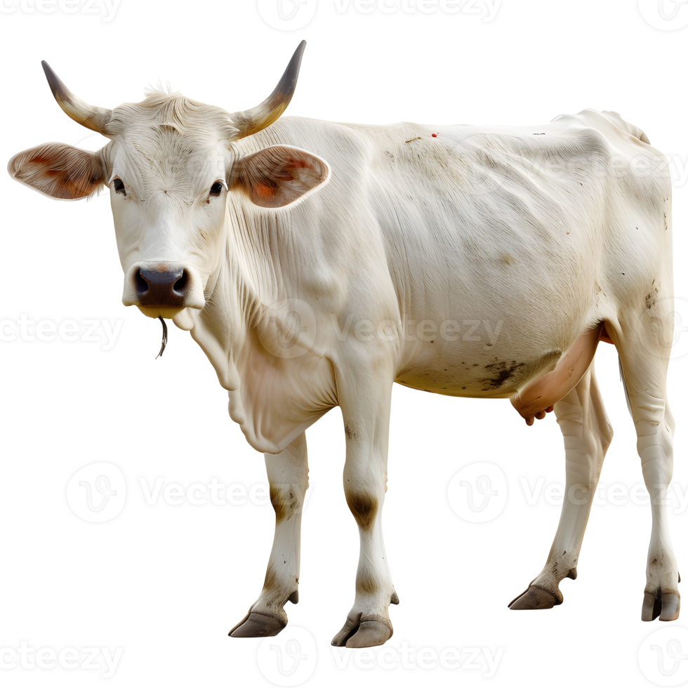 Indian white cow isolated on transparent background png