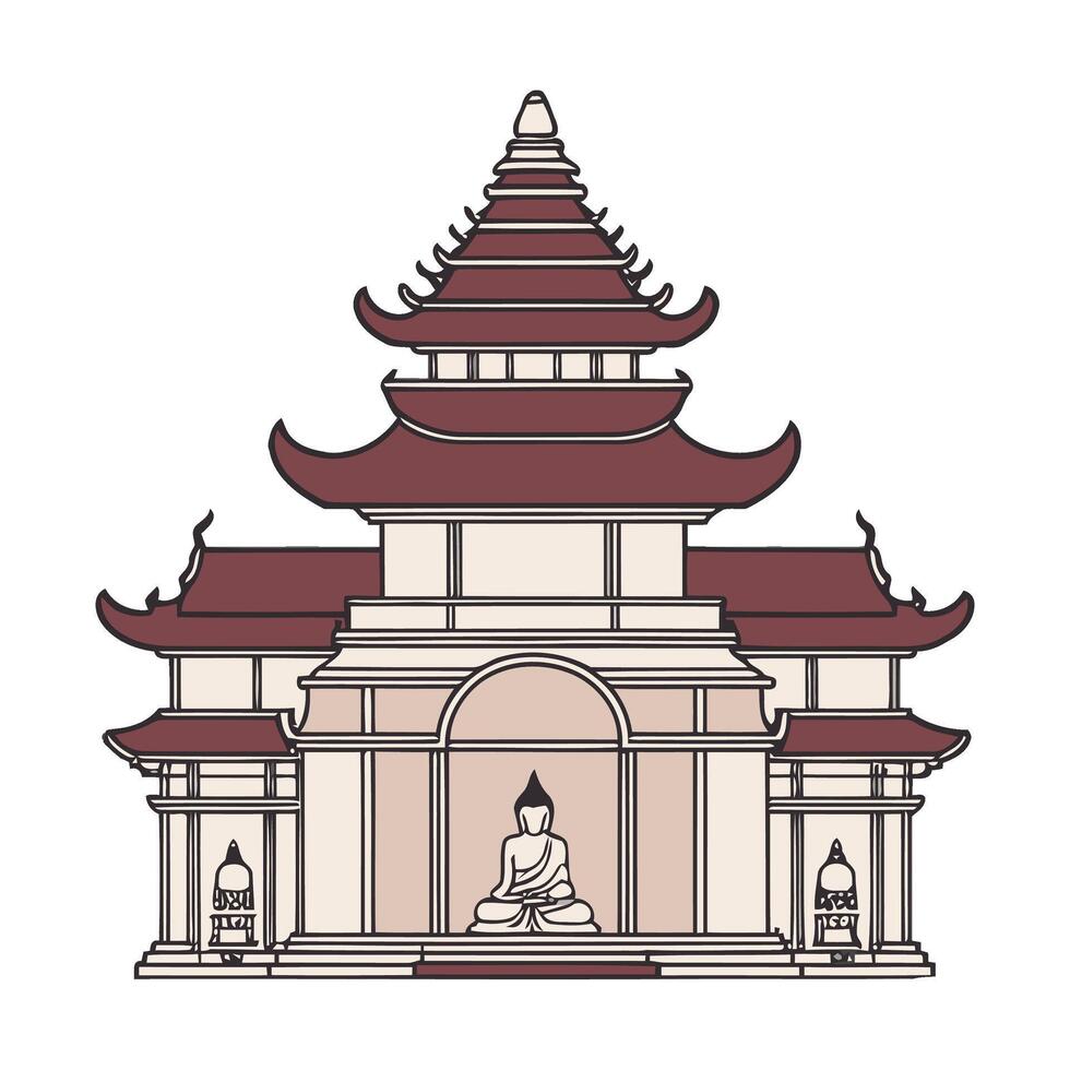 A buddhist temple with a pagoda on top vector