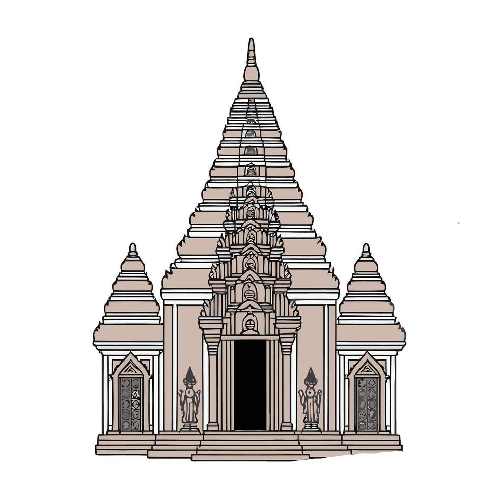 An illustration of a temple with a door vector
