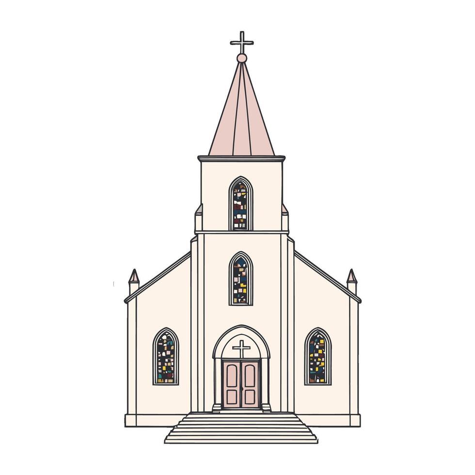 A drawing of a church with a steeple vector