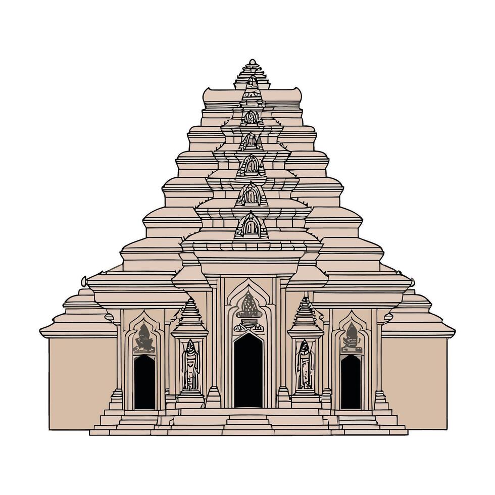 temple with a large tower vector