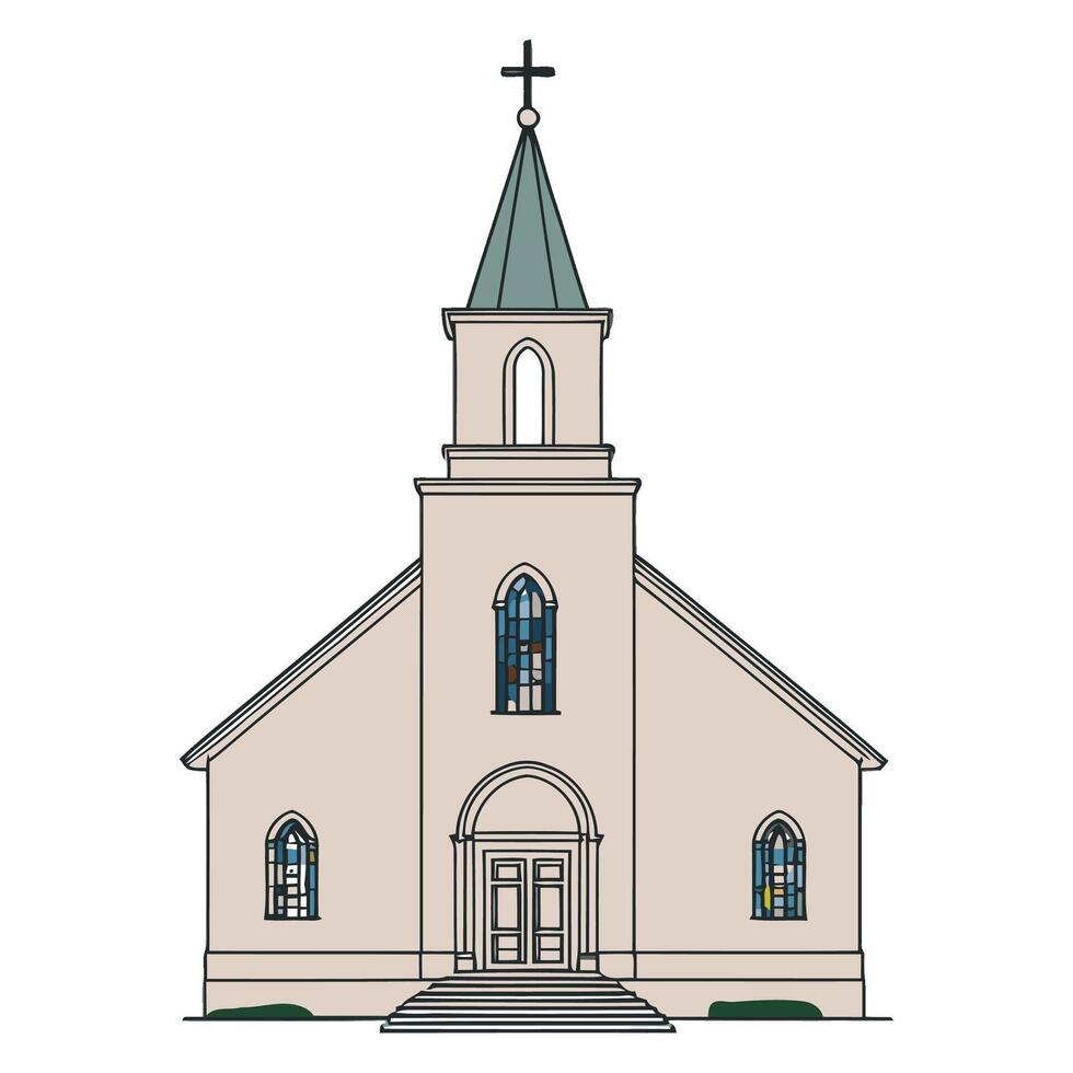 Church simple with 2d artsyle vector