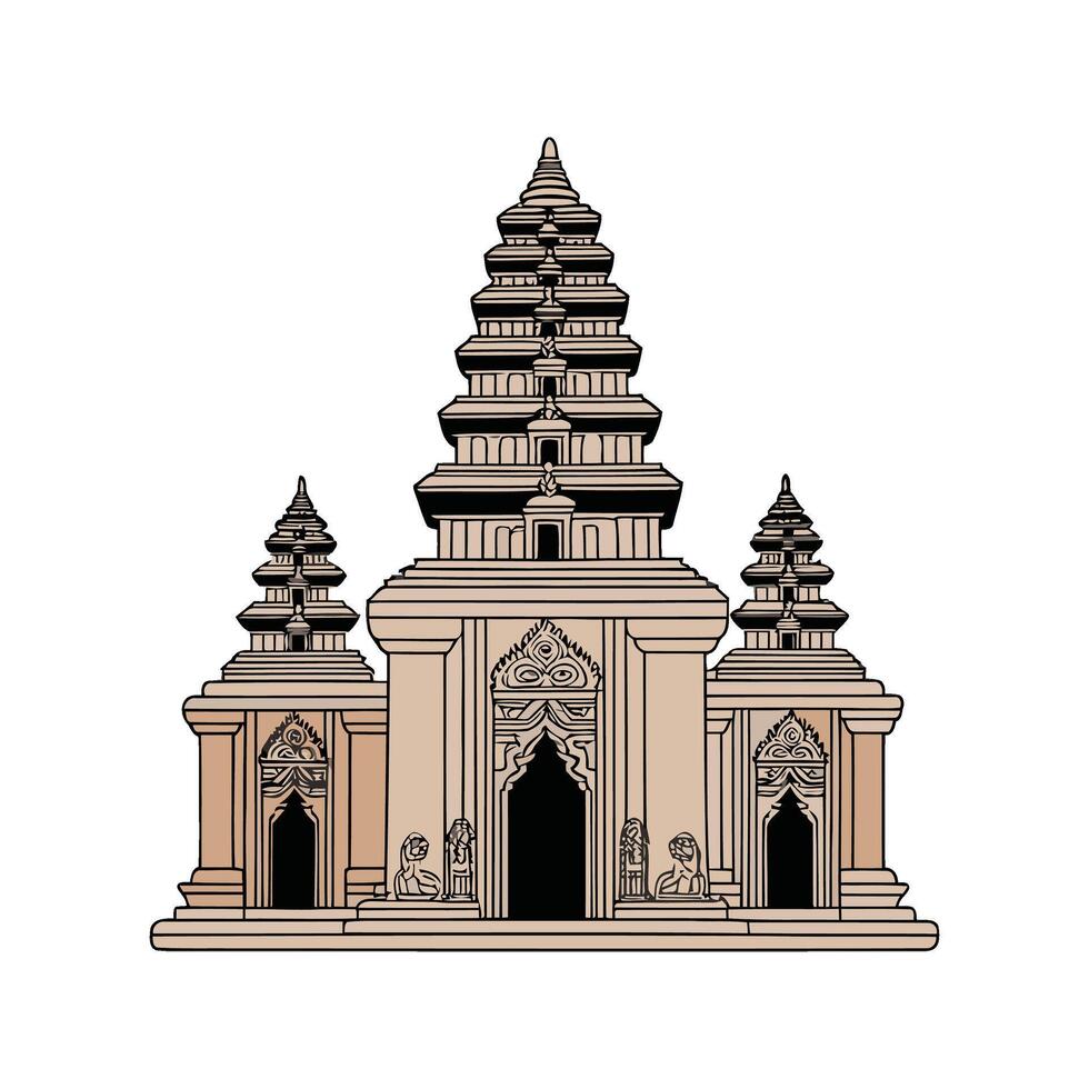 An illustration of a temple in angkor vector