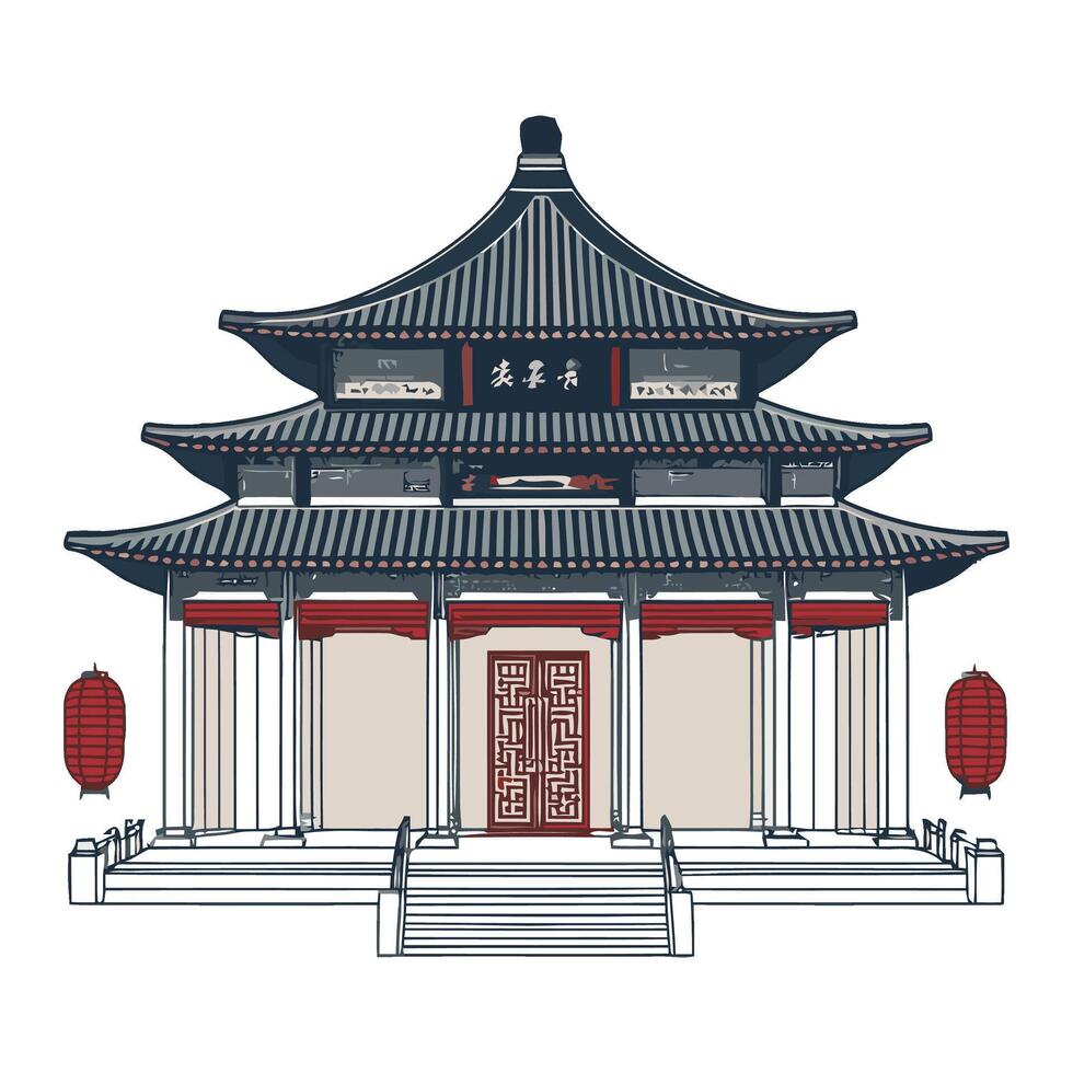 Chinese temple illustration vector