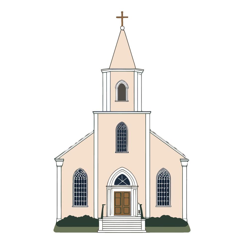 Church on simple drawing vector