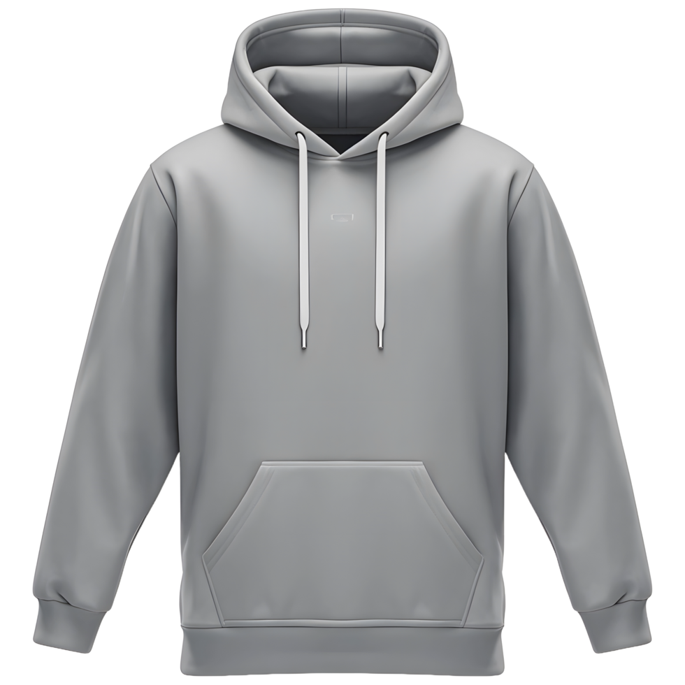 une gris sweat à capuche avec une blanc logo sur le de face png