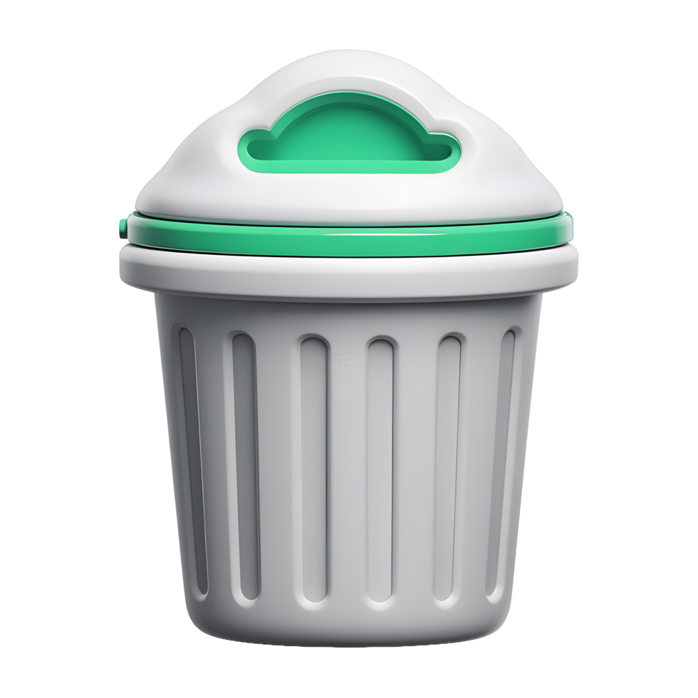A trash can with a green lid png