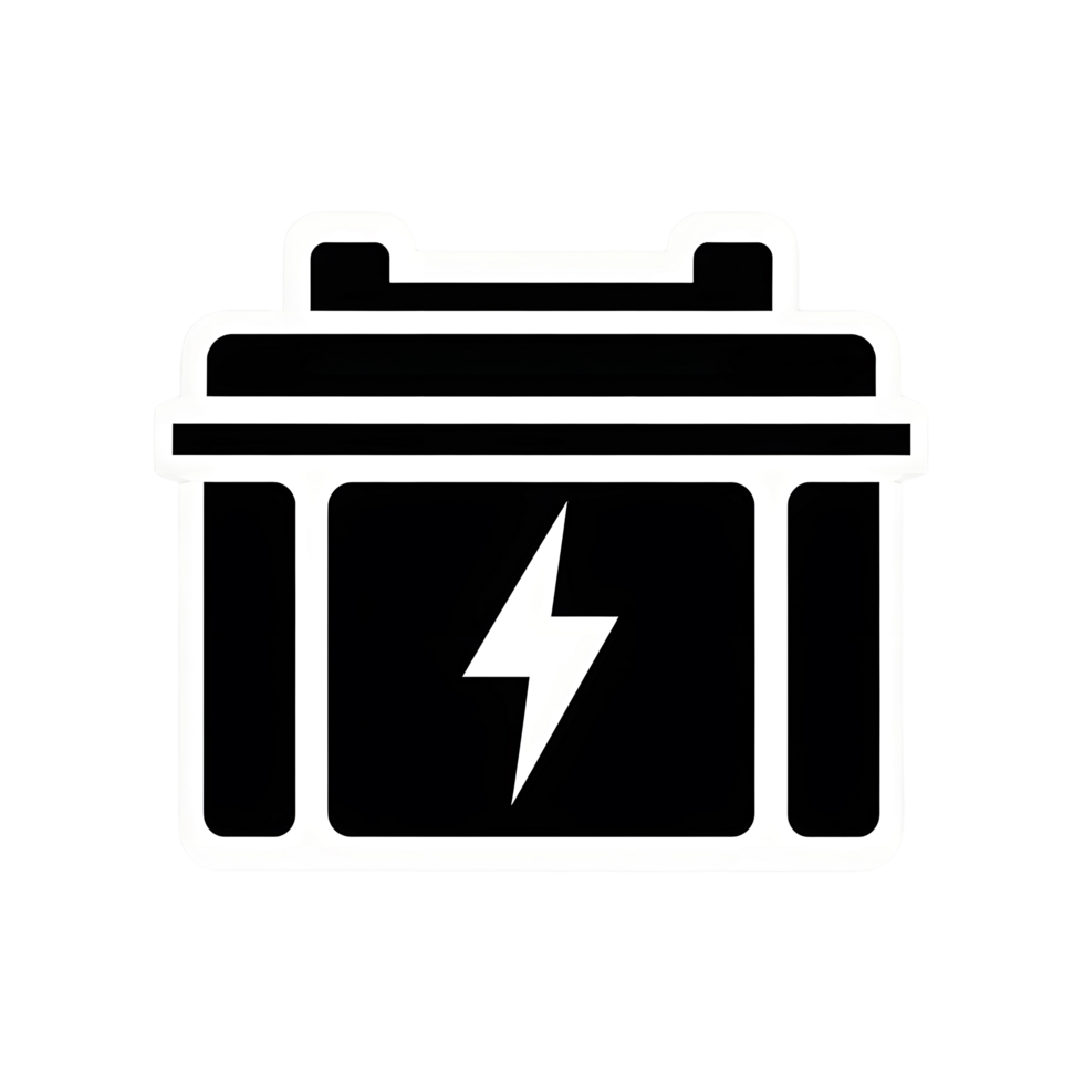 A black and white icon of a car battery png