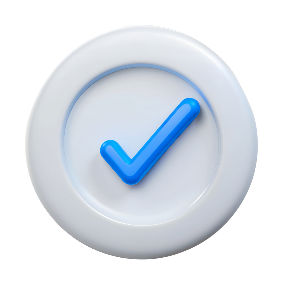 A blue check mark on a white button png
