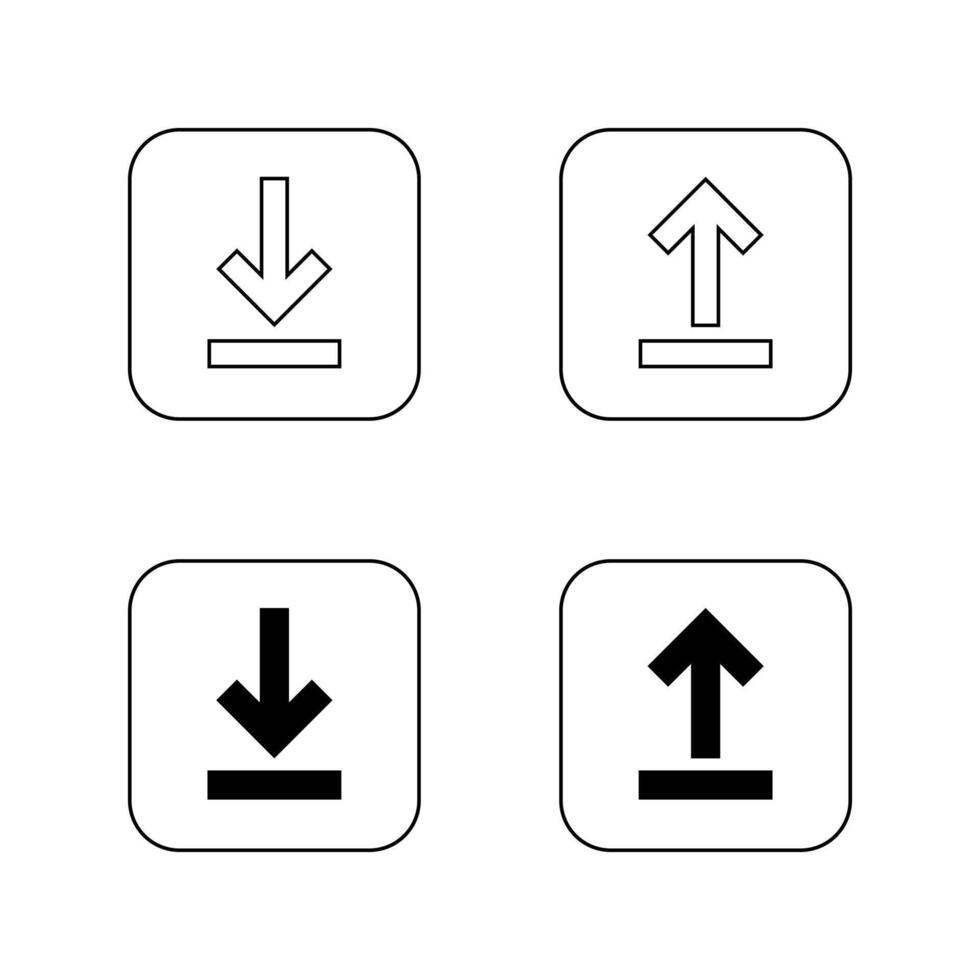 Download and upload icon on square line. Downloading and uploading concept vector
