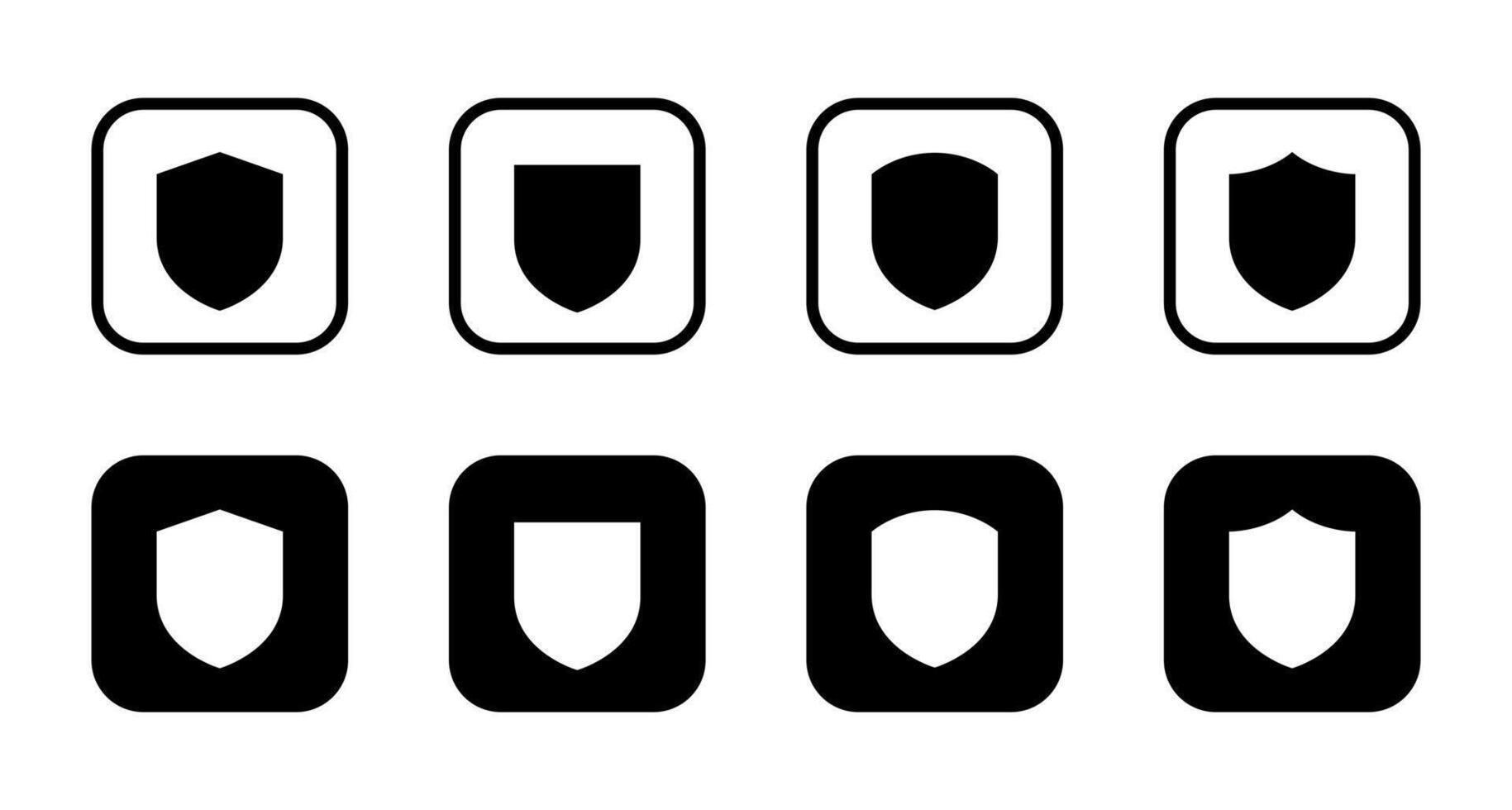 Shield guard icon set on black square. Defense, security sign symbol vector