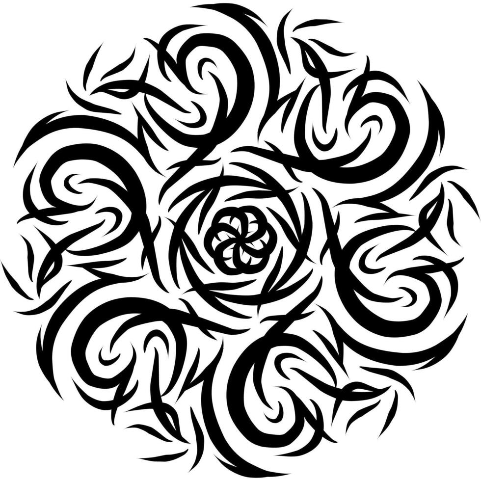 kaleidoscope doodle art with black lines filling the paper. Creative abstract illustration suitable for wallpaper, drawing books, tattoo, ceramic tile texture, covers. Isolated on white vector