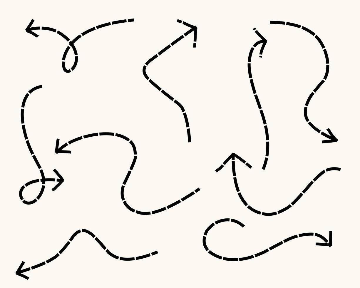 Curve dashed arrow line illustration set for design decoration vector