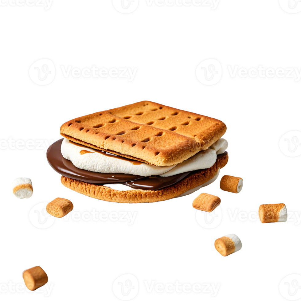 A s'mores sandwich with marshmallows and chocolate png
