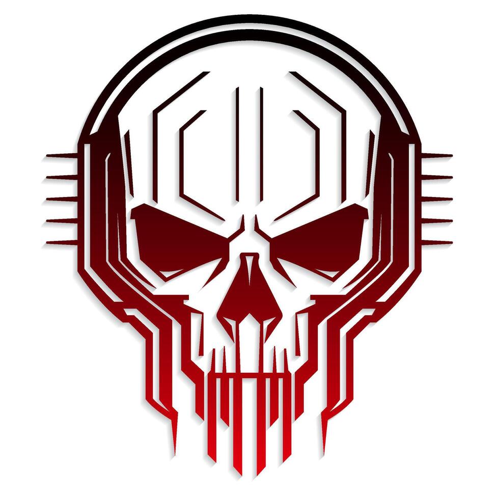 cyber skull circuit board color logo symbol vector