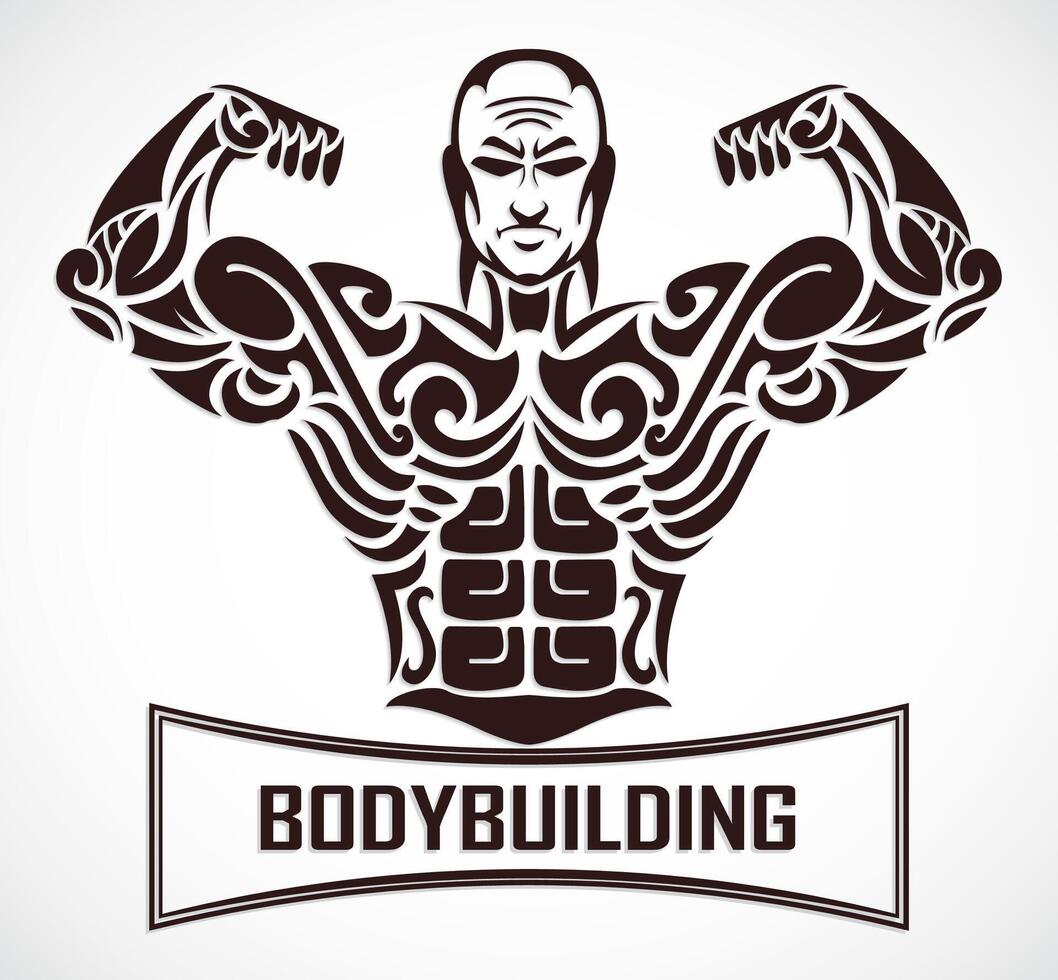 ornamental bodybuilder symbol vector