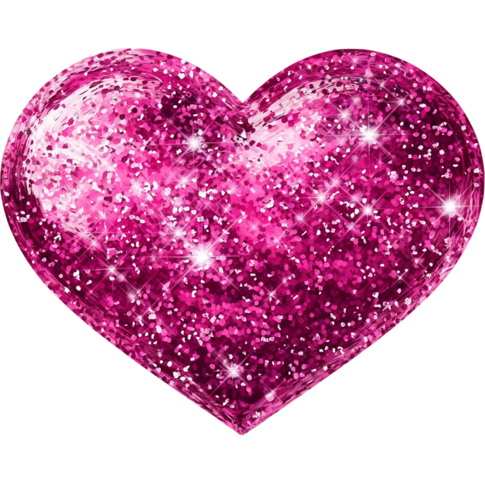 Sparkling Pink Heart with Glittery Decorative Aesthetic png