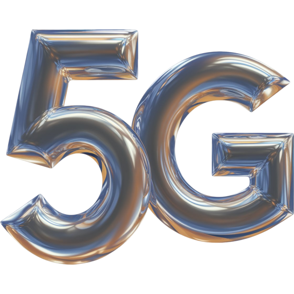Metallic 5G Typography with Futuristic and Shiny Finish png