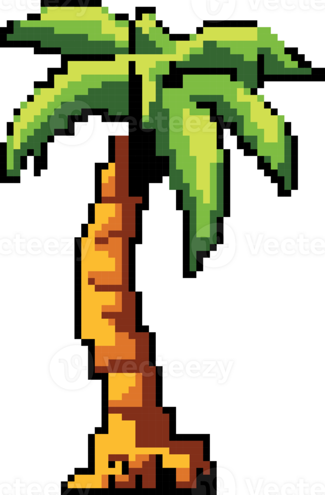 Pixel art coconut tree png
