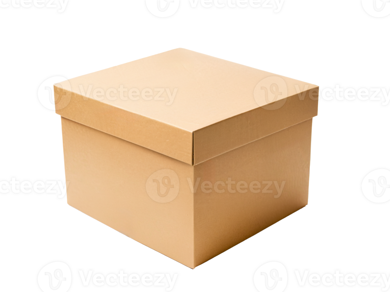 closed cardboard box at the side closeup on transparent background png