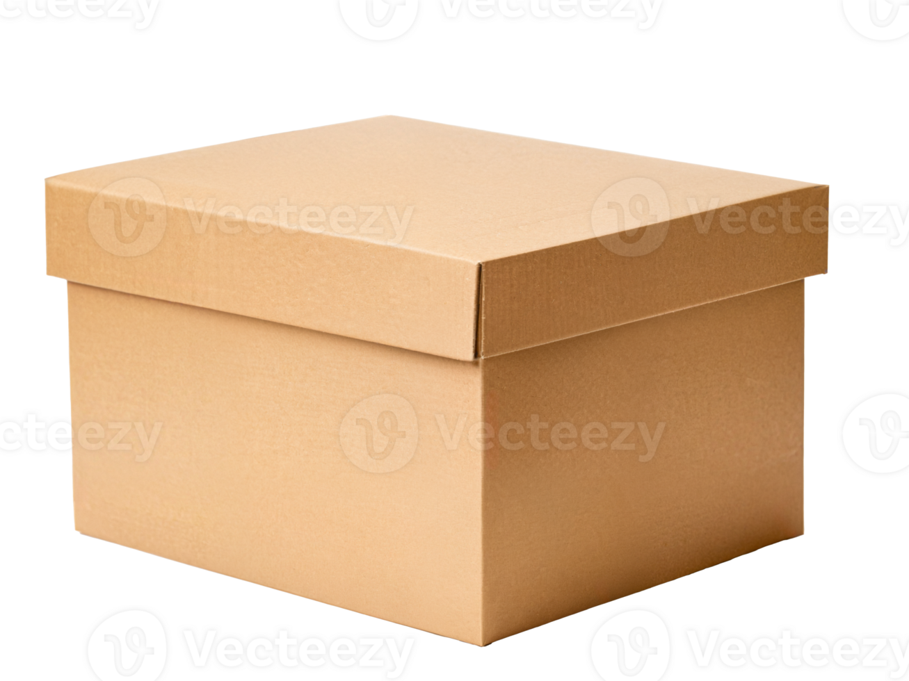 closed cardboard box close up on transparent background png