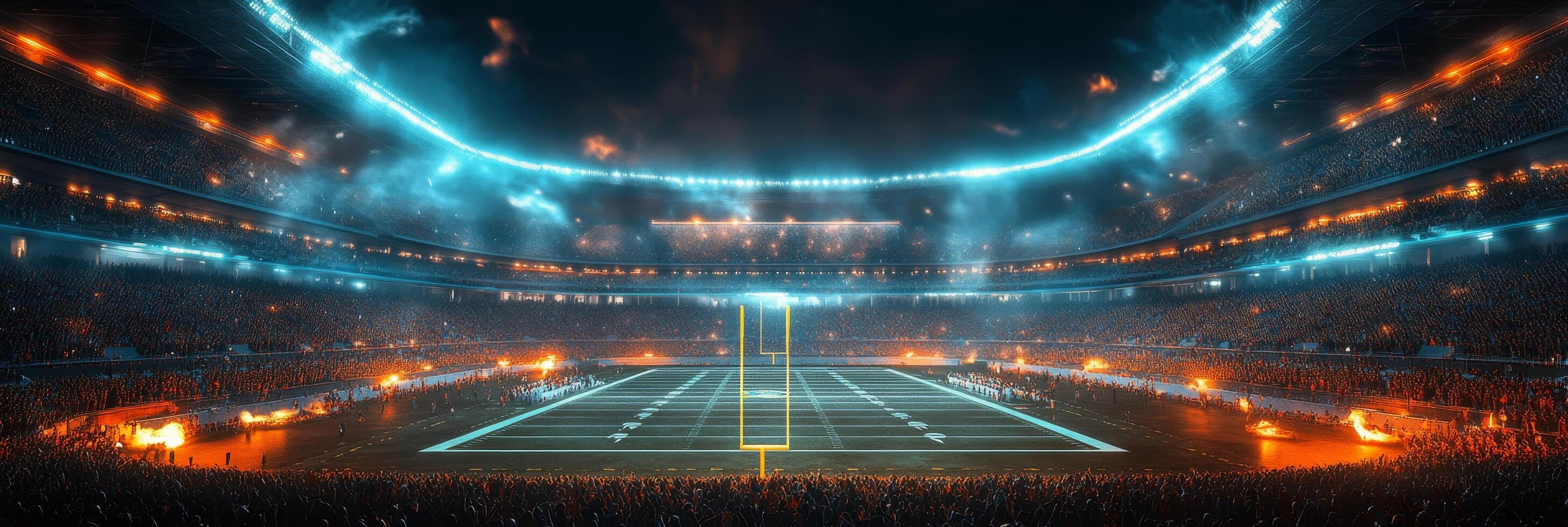 Spectacular twilight view of a packed stadium during a live sporting event in the city photo