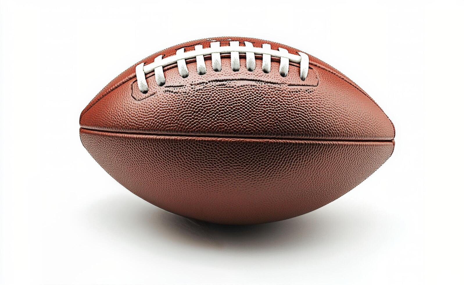 A close up view of a classic brown football displayed on a clean white background photo