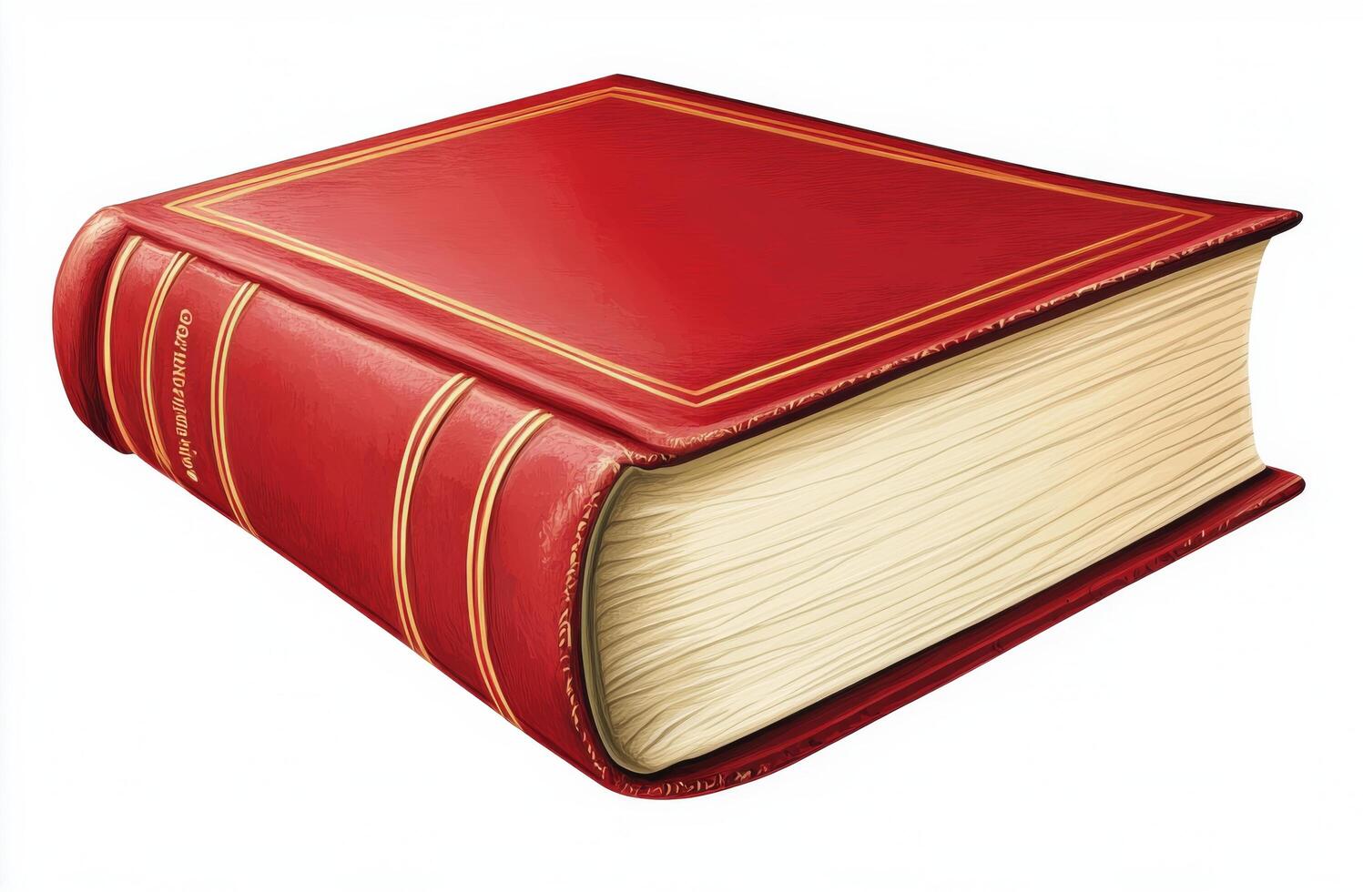 A classic red hardcover book resting on a clean white surface in bright light photo