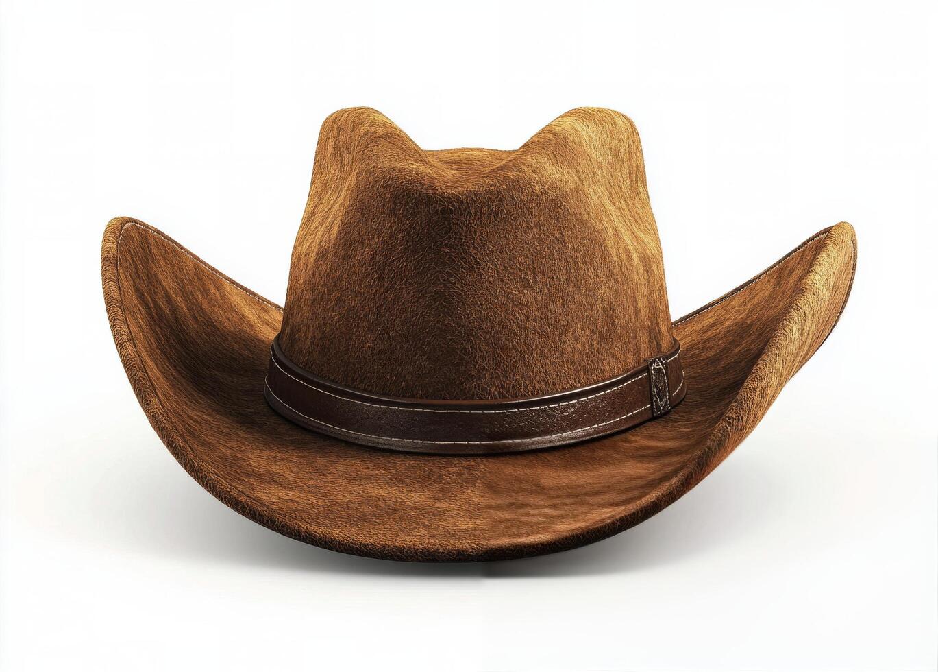 Classic brown cowboy hat resting on a clean white background for timeless style photo