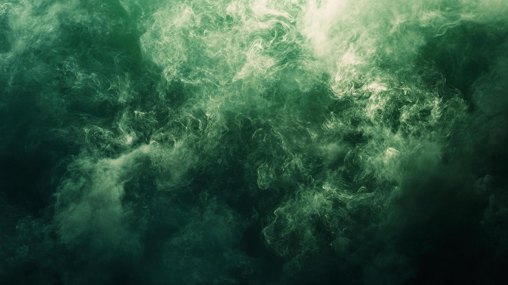 Ethereal green smoke swirling gracefully against a dark background in a mysterious atmosphere photo