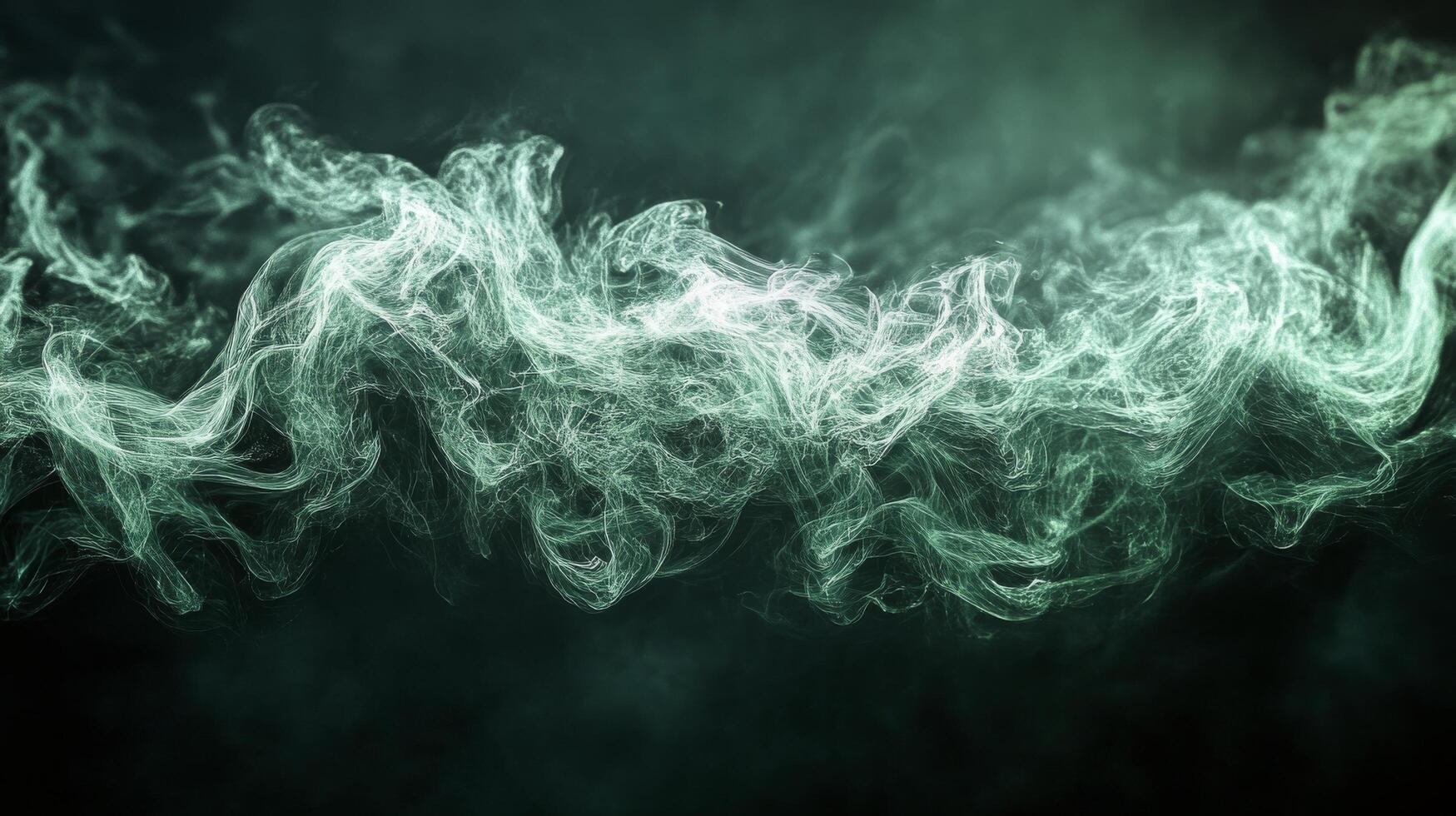 Ethereal green smoke swirling gracefully against a dark background in a mysterious atmosphere photo