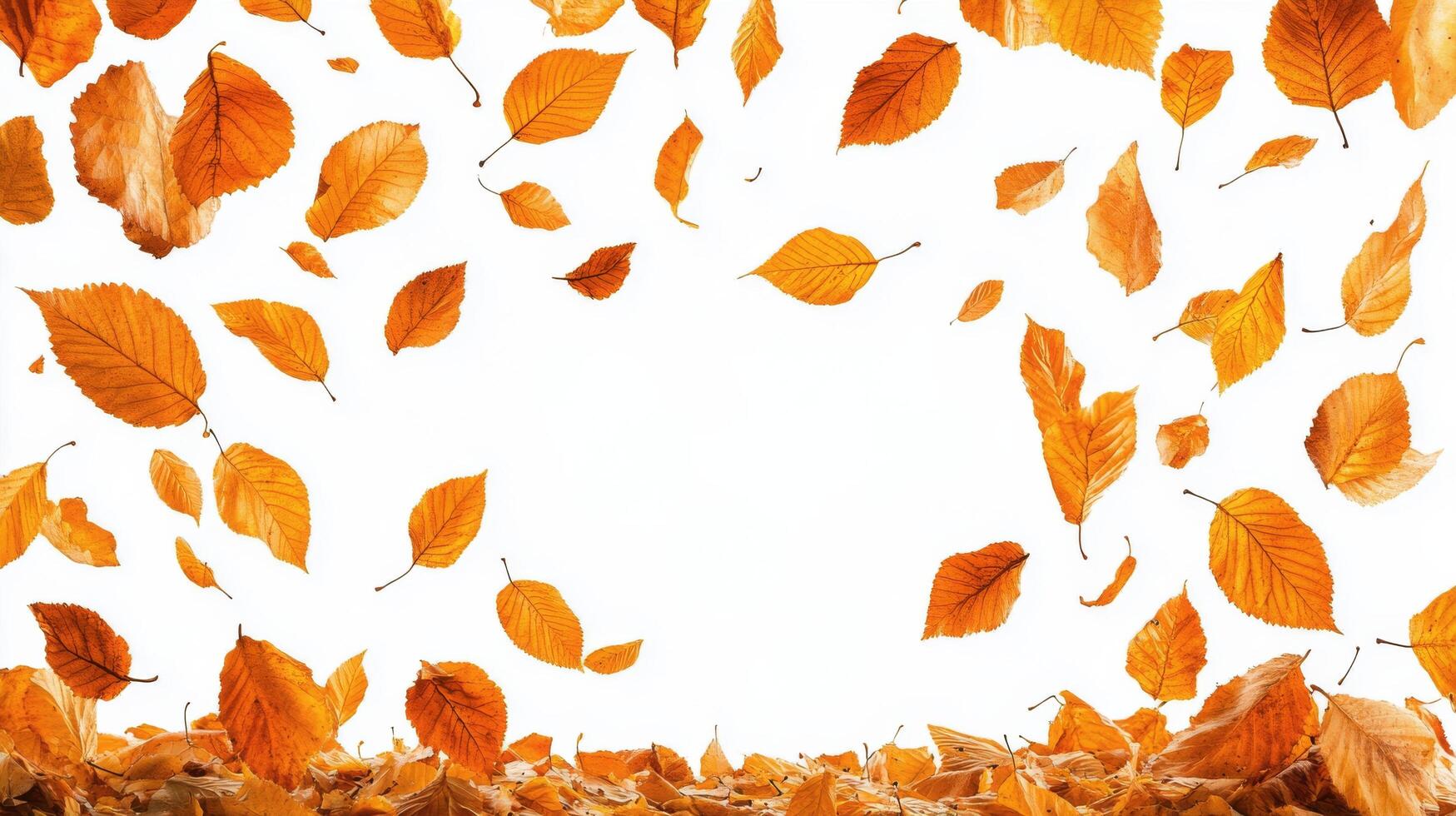 Colorful autumn leaves scattered across a white surface, showcasing shades of orange and brown photo