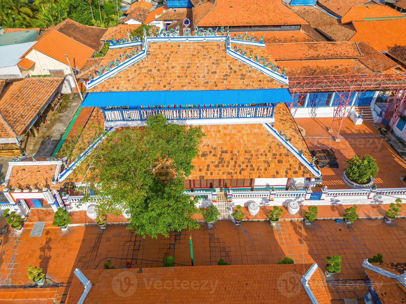 Top view of Nha Lon Long Son house. This is historical sites an old house in Long Son, which attracts tourists to visit spiritually on weekends in Vung Tau, Vietnam photo